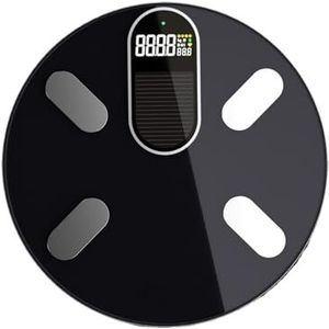 Body Digitale Weegschaal Zonne-energie Opladen Slimme Weegschaal Balance Bio-impedantie Lichaamsvet Personenweegschaal BMI Gemakkelijk Te Gebruiken(Black)
