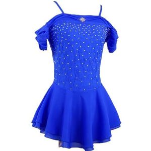 FZHQNZJF Professionele Kunstschaatswedstrijdjurken Voor Meisjes Turnpakjes Voor Buitengymnastiek Ijsrollerkostuum Met Strasssteentjes Mouwloze Balletoutfit,Blauw,11_13Years
