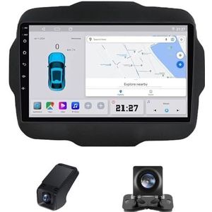 Autoradio 2 Din met Carplay Android Auto Wireless Geldt voor Jeep Renegade 2014-2018 9inch touchscreen Bluetooth Stereo Auto, FM-radio RDS Radio/AM Wifi achteruitrijcamera geldt(NF-2)