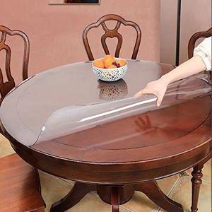 DG Catiee Clear Table Cover Protector,Transparant Plastic PVC Tafelkleed Veeg Schoon, Anti-Slip Bureaupads voor Eetkamer Koffietafels (rond, 105cm)