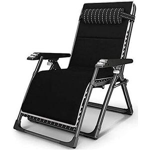 GEIRONV Outdoor Lounger Chair, for Deck Beach Yard Draagbare Zero Gravity Recliner Stoelen Met Kussen Verstelbare Lounger Recliners Fauteuils (Color : Black A, Size : 66x72x110cm)