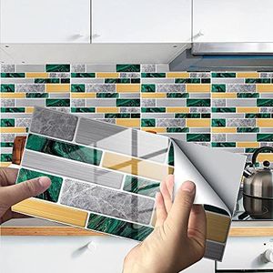 tegelstickers Turkoois grijs marmer Plaktegels PVC zelfklevende wandtegels hittebestendig schil- en plakvloertegels keuken badkamer zelfklevende tegels for muren 48 stuks (Size : 48 pcs)