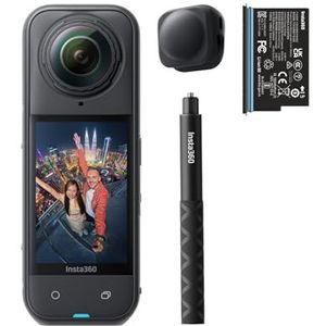 Insta360 X5 Starterbundel - waterdicht 8K 360°, toonaangevend bij weinig licht, onzichtbaar selfiestickeffect, robuuste en verwisselbare lenzen, 3 uur accu, heldere audio, stabilisatie