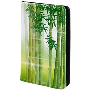 Paspoorthouder, paspoorthoes, paspoortportemonnee, reisbenodigdheden groene bamboe scène in de ochtend, Meerkleurig, 11.5x16.5cm/4.5x6.5 in