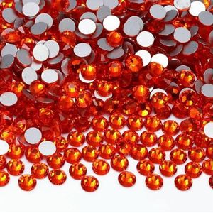 SS6-SS30 Rode Serie Non-Hotfix Strass Glitter Glas Flatback Kristal Strass Nail Art Edelstenen Voor Kleding Ambachten Decoratie-Oranje-SS16-1440 Stuks