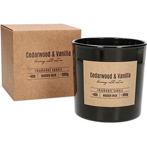 KOTARBAU® Geurkaars in glazen kaars met houten lont geur geschenken met aangename aromatherapie decoratieve kaarsen Cedarwood & Vanilla