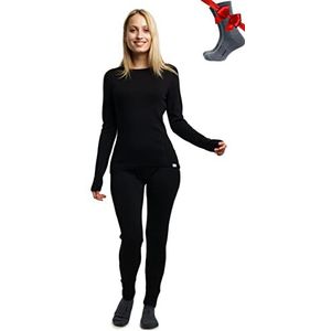 Merino.tech Merino.tech set van merinowol, basislaag voor dames, thermisch ondergoed top en broek, licht, medium en zeer warm, XS