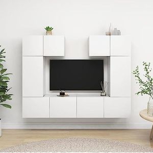 DIGBYS Meubels-sets-6-delige tv-kast set wit ontworpen hout