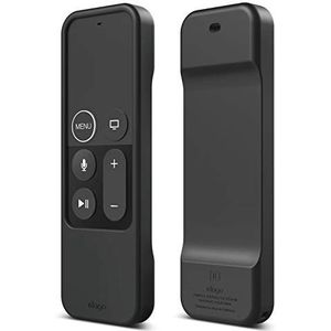 elago R1 Intelli Case compatibel met Apple TV Siri Remote 4K / 4e / 5e generatie - Magneettechnologie, schokabsorptie, inclusief draagkoord (Zwart)