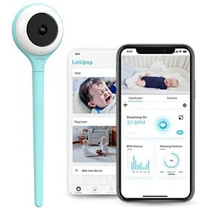 Lollipop Baby Monitor (Turquoise) – Slimme WiFi Babycamera met Geluids- en Bewegingdetectie, Huilherkenning en Slaappatroon Analyse