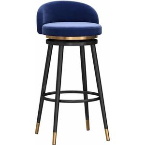 Barkrukken Barstoel Ronde Barkruk 360° Draaibaar Keukenontbijtstoel Moderne Thuisrugstoel Barkruk Met Zwarte Poten Bistrokruk(Blue,75cm/29.5"")