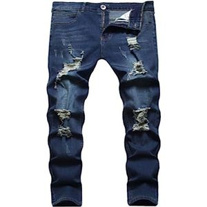 Herenjeans Basic Effen Rechte Jeans Klassieke Pasvorm Casual Werk(Dark blue,XXL)