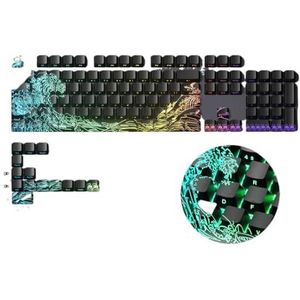 QPSJXN OEM IMD-Tech Keycap Set 118 met Topografisch Patroon Briljant Ontwerp (Kanagawa 118 Keys)