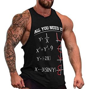 All You Need Is Love Math Tanktop voor heren, mouwloos T-shirt, trui, gymshirts, workout zomer T-shirt