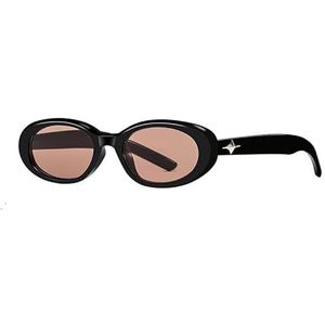 Gm zonnebril Female Tide Oval Premium Sense ronde gezicht concave modellering zonnebrandcrème zonnebril (Color : Tea(Regular film))