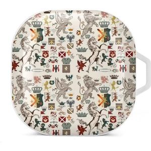 Heraldische set ontwerpelementen oordopjes hoesje compatibel met Samsung hard shell beschermhoes wit stijl