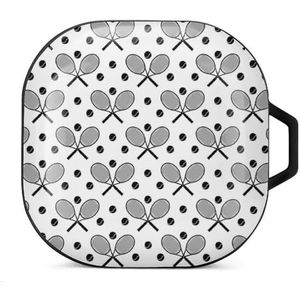 Racket en tennisbal oordopjes hoesje compatibel met Samsung hard shell beschermhoes zwart-stijl