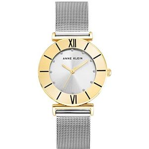 Anne Klein Dames glitter geaccentueerd mesh armband horloge, Twee Toon