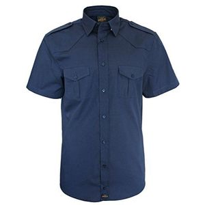 ROCK-IT Apparel Heren Shirt met korte mouwen [Maten S-5XL] - 100% Katoen - met epaulet - Militaire Look - Comfortabel casual overhemd Navy XL