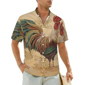 Decoupage print haan herenoverhemden korte mouwen strandshirt Hawaiiaans shirt casual zomer T-shirt XS