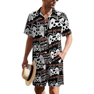 Gaming Makes Me Happy Hawaiiaanse pak voor heren, 2-delige strandoutfit, shirt en korte broek, bijpassende set
