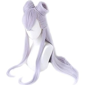 Game KDA Baddest Evelynn Cosplay Wigs 80cm Long Wigs with Buns Heat Resistant Synthetic Hair Evelynn Cos Wig