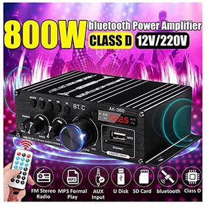 Audioversterker, AK380 / AK370 / AK170 2 Kanaal Bluetooth HIFI Power versterker Home Auto Audio-processor Klasse D Afstandsbediening Fm Radio(AK380)