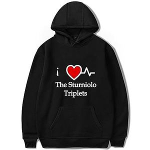 Sturniolo Triplet Merch Hoodie Jongens Meisjes I Love Sturniolo Drievoudige Print Hooded Sweatshirt Mannen Vrouwen Mode Trui Casual Streetwear, Zwart, XS