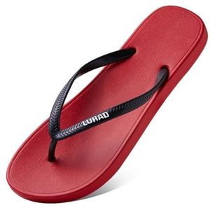 Doucheschoenen, Dikke zool slippers for dames - Zomerstrandsandalen for casual buitenkleding(Red,40 EU)
