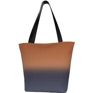 Schoudertas, canvas draagtas grote tas vrouwen casual handtas herbruikbare boodschappentassen, marineblauw en roestbruin digitale visgraat, zoals afgebeeld, Eén maat