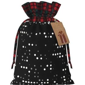 Zwarte Ronde Dot Exquisite Drawstring Christmas Gift Bags, Herbruikbaar, Voor Uitzonderlijke Gifting Ervaringen