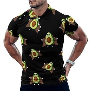 Cool Avocado In Regenjas Grappige Mannen Polo Shirt Korte Mouw T-shirts Klassieke Tops Voor Golf Tennis Workout