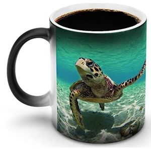 Zeeschildpad Gedrukt Warmte Veranderende Koffie Mok Keramische Warmtegevoelige Magische Grappige Gift voor Vrouwen Mannen 12oz