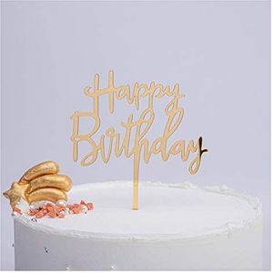 Verjaardagstaartdecoraties, Bruiloftsfeest, Cake Topper Taartdecoraties for Verjaardag, Topper Happy Birthday Decoratie Geschikt for verjaardagsfeestjes en jubilea, 30 stuks, Goud, A (Kleur: Roze) (Co