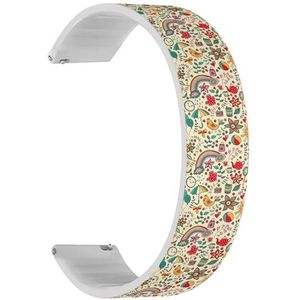 Solo Loop band compatibel met Garmin Vivoactive 5, Vivoactive 3/3 Music, Approach S12/S40/S42 (Cute Doodle Childish) Quick-Release 20 mm rekbare siliconen band band accessoire, Siliconen, Geen