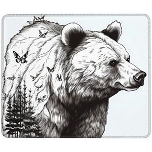 Wildlife Hand getekende beer dier muismat 7 x 8,6 inch gepersonaliseerde mousemat waterdichte gaming muismat wasbaar lycra doek, antislip rubberen basis computer muizen pad voor kantoor thuis