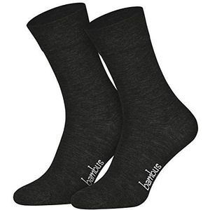 Piarini Bamboesokken, antizweet [6 paar] lang, voor dames en heren, sokken tegen zweetvoeten, ademend, antraciet - 6 paar, 39-42 EU