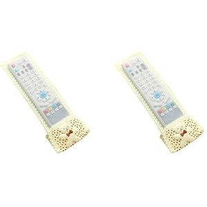 2 set TV Afstandsbediening Case Huishoudelijke Airconditioner Controllers Gevallen Bedekken Tool Stofdicht Cover beige geel S (18.5x8 cm)