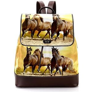 Gepersonaliseerde Schooltassen Boekentassen voor Tiener Wild Horses Mustangs, Meerkleurig, 27x12.3x32cm, Rugzak Rugzakken