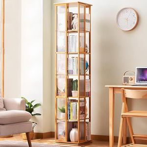 Heyijia Draaibare boekenplank, draaibare boekenkast, roterende boekenplank, toren, hoekboekenplank voor kleine ruimtes, voor thuis en op kantoor