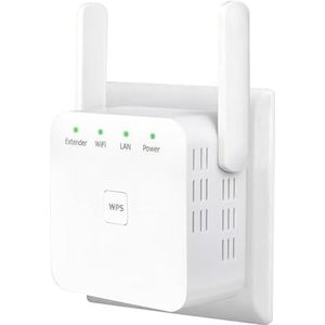 WiFi Versterker met Ethernet-poort, Eenvoudige Installatie & Compact Draagbaar Ontwerp, Insteek WiFi Repeater en Bereikverlenger voor Thuis, Internet Verbeteraar voor Verbeterde Draadloze Dekking (Wit