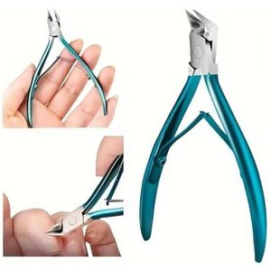 Roestvrijstalen teennagelknipper recht mes, superscherpe en slijtvaste teennagelsnijders voor dikke en ingegroeide nagels, brede kaak teen nagelsnijder podologie gereedschap (groen, 1 stuks)