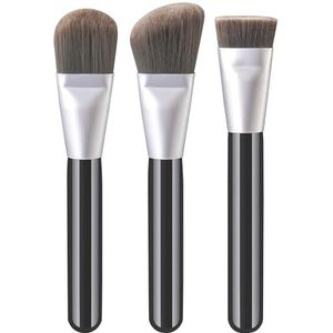 JIAWEILI Juego de cepillo de maquillaje de base, cepillo de contorno plano/redondo/Diagonal