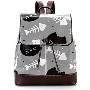 Gepersonaliseerde schooltassen boekentassen voor tiener kat en visgraat, Meerkleurig, 27x12.3x32cm, Rugzak Rugzakken