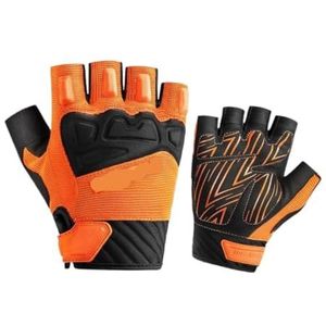 BUPEI Zomer halve vinger outdoor handschoenen voor mannen en vrouwen ademende sport outdoor handschoenen (kleur: oranje half, maat: M 80 100 katten)