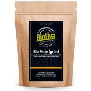 Biotiva Mate Thee Biologisch 250g - ongebrande groene mate thee - cafeïnehoudende yerba mate bladeren - biologische teelt - verpakt en gecontroleerd in Duitsland