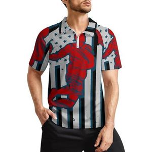 VS Amerikaanse vlag basketbal heren golf poloshirts klassieke pasvorm korte mouw T-shirt gedrukt casual sportkleding top S