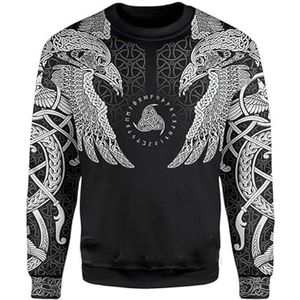 Viking Jacket Unisex Hoodie Casual Viking rits sweatshirt heren Scandinavische stijl lente/herfst winter 3D-printen vintage print sport hoodie Halloween cosplay outfit (Color : Sweatshirt, Size :