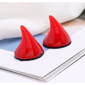 2 stks Motorhelm Devil Horns Luky Grappige Decoratie Elektrische Auto Helm met Sucker voor Motor Fiets Hoofddeksels Accessoires-4colors (rood)