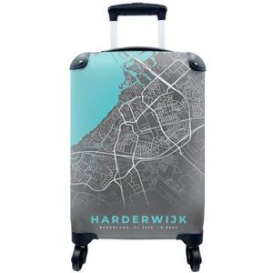 MuchoWow® Koffer - Plattegrond - Harderwijk - Grijs - Blauw - Past binnen 55x40x20 cm en 55x35x25 cm - Handbagage - Trolley - Fotokoffer - Cabin Size - Print